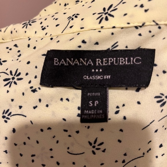 Banana Republic Lt Yellow Modern Floral Sleeveless Collared Button-down, Small - Picture 2 of 4